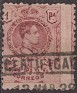 Spain 1909 Alfonso XIII 1 PTA Carmin Edifil 278. 278 u. Uploaded by susofe